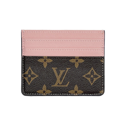 LV PINK AND BROWN MONOGRAM CARD HOLDER