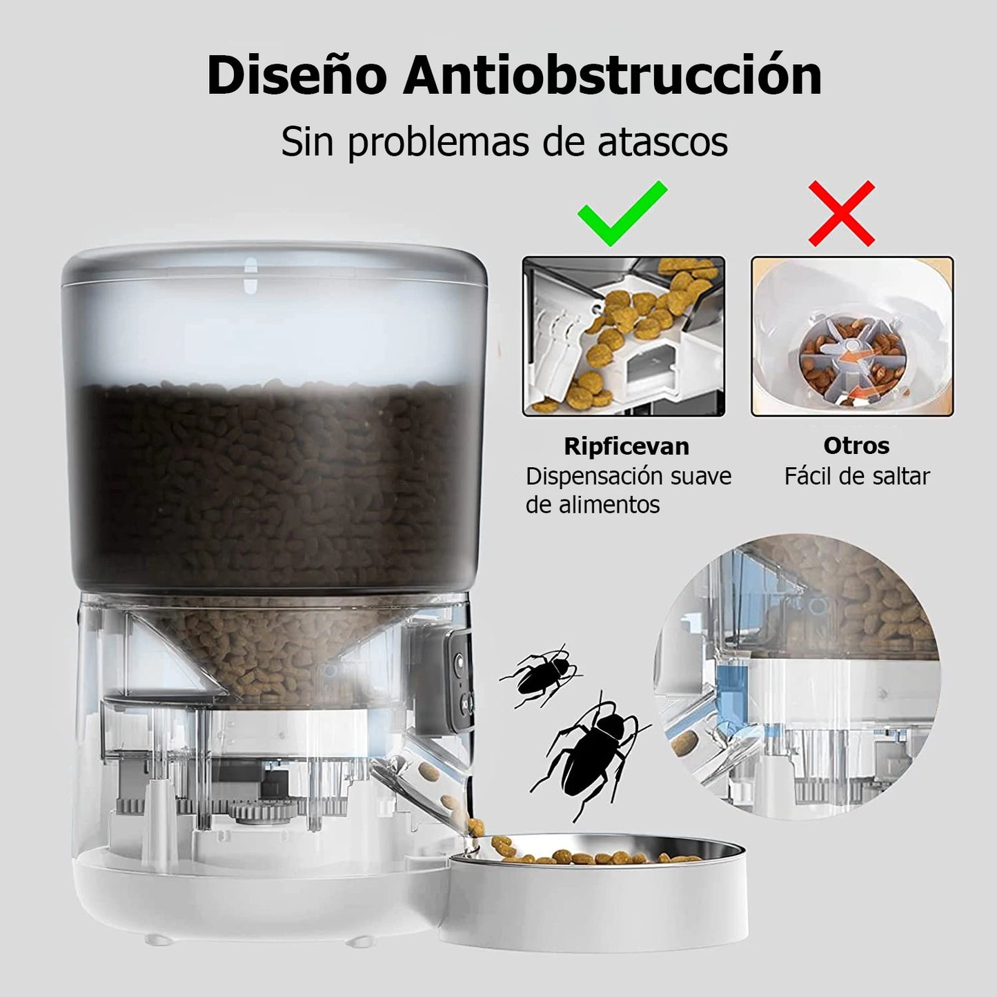Automatic Pet Feeder 4L Automatic Cat Food Dispenser Smart Control Bug and Snag Resistant Cat Dog Timer Feeder