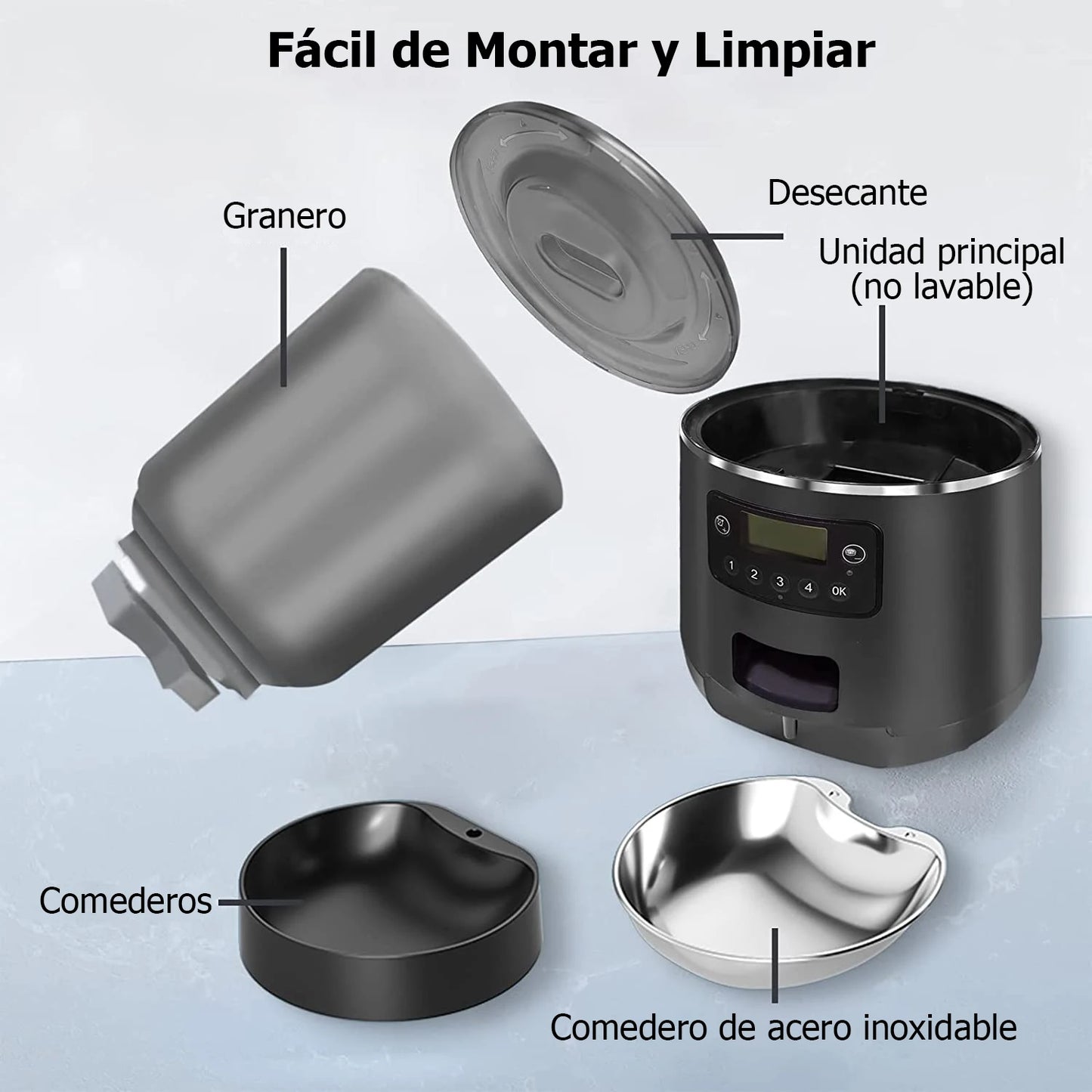 Automatic Pet Feeder 4L Automatic Cat Food Dispenser Smart Control Bug and Snag Resistant Cat Dog Timer Feeder